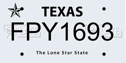 FPY1693 Texas License Plate