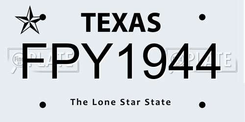FPY1944 Texas License Plate