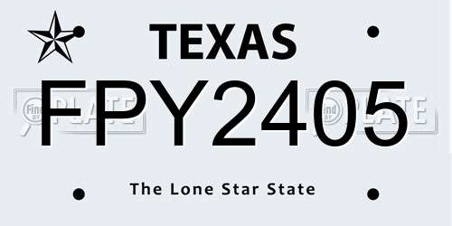FPY2405 Texas License Plate