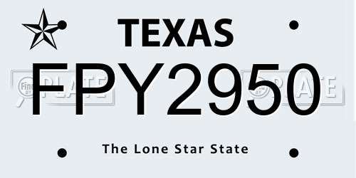 FPY2950 Texas License Plate