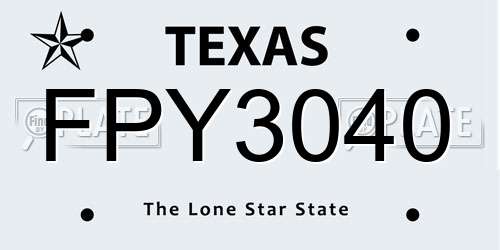 FPY3040 Texas License Plate