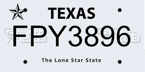 FPY3896 Texas License Plate