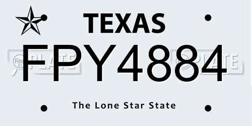 FPY4884 Texas License Plate