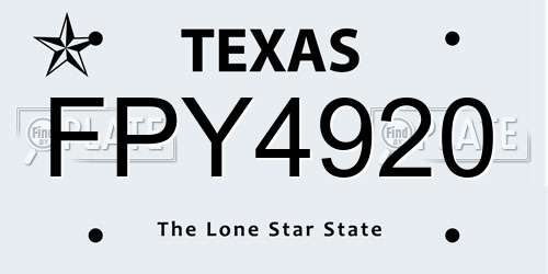 FPY4920 Texas License Plate