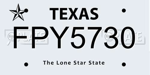 FPY5730 Texas License Plate