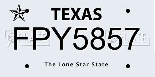 FPY5857 Texas License Plate