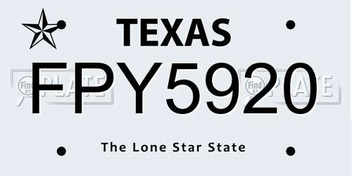 FPY5920 Texas License Plate