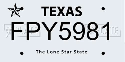 FPY5981 Texas License Plate