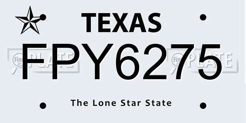 FPY6275 Texas License Plate