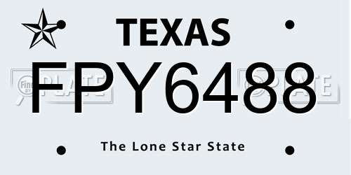 FPY6488 Texas License Plate