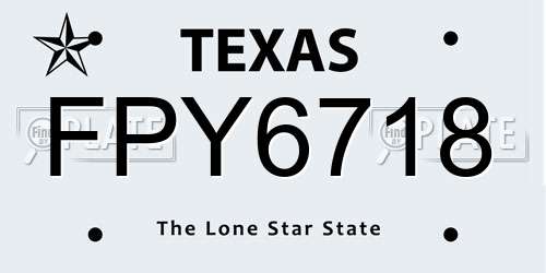FPY6718 Texas License Plate
