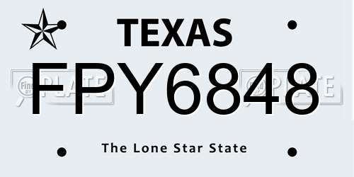 FPY6848 Texas License Plate