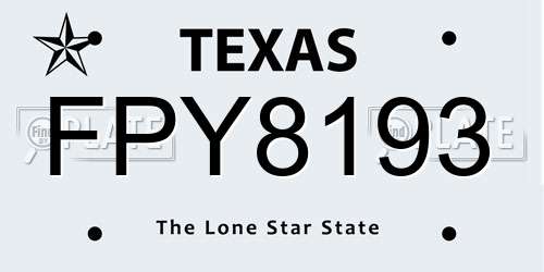 FPY8193 Texas License Plate