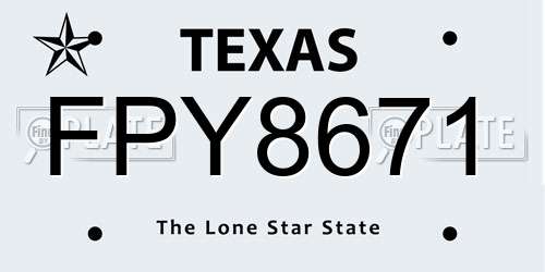 FPY8671 Texas License Plate