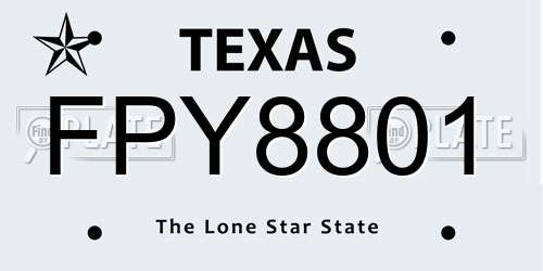 FPY8801 Texas License Plate