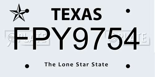FPY9754 Texas License Plate