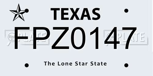 FPZ0147 Texas License Plate