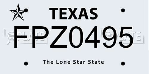 FPZ0495 Texas License Plate