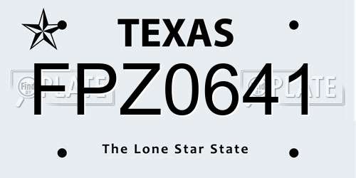 FPZ0641 Texas License Plate