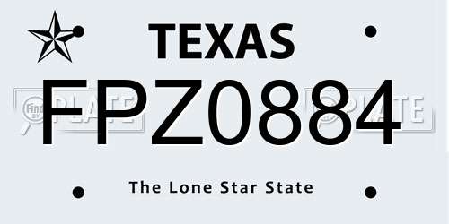 FPZ0884 Texas License Plate