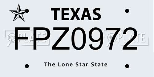 FPZ0972 Texas License Plate