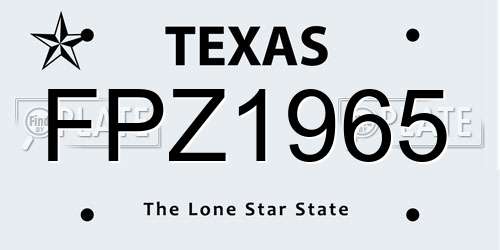 FPZ1965 Texas License Plate