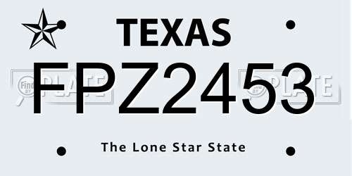 FPZ2453 Texas License Plate