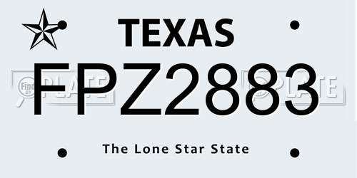 FPZ2883 Texas License Plate