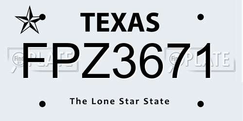 FPZ3671 Texas License Plate