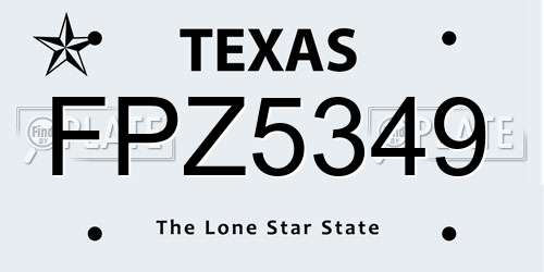 FPZ5349 Texas License Plate