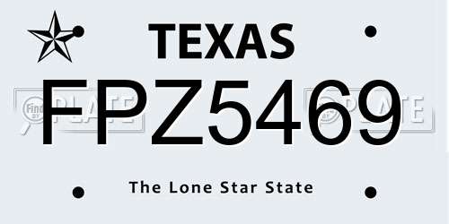 FPZ5469 Texas License Plate