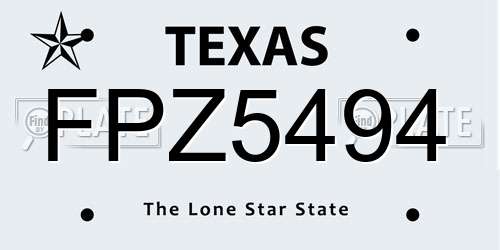 FPZ5494 Texas License Plate