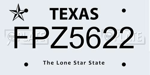 FPZ5622 Texas License Plate