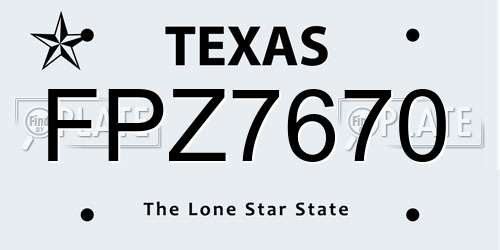 FPZ7670 Texas License Plate