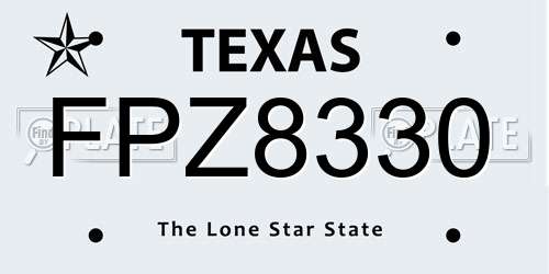 FPZ8330 Texas License Plate