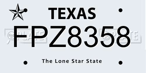 FPZ8358 Texas License Plate