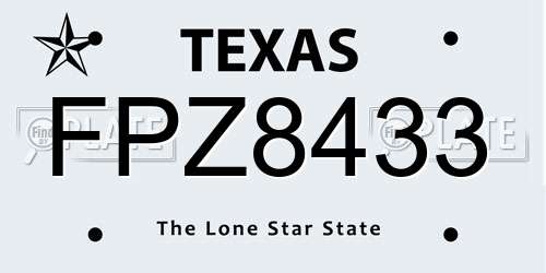 FPZ8433 Texas License Plate