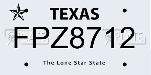 FPZ8712 Texas License Plate