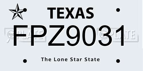 FPZ9031 Texas License Plate