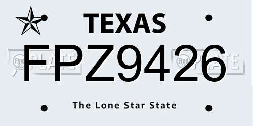 FPZ9426 Texas License Plate
