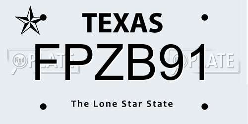 FPZB91 Texas License Plate