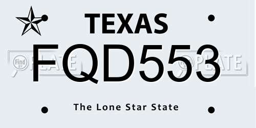 FQD553 Texas License Plate