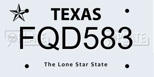 FQD583 Texas License Plate