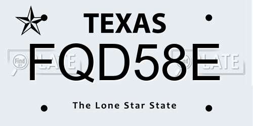 FQD58E Texas License Plate