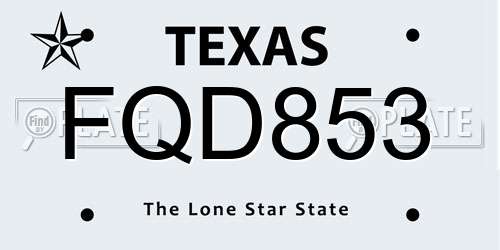FQD853 Texas License Plate