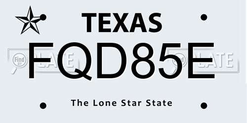 FQD85E Texas License Plate