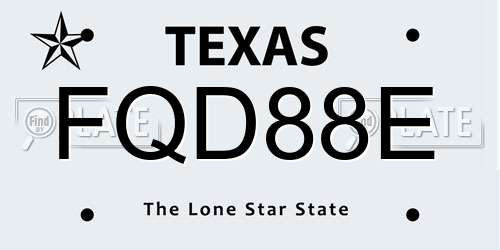 FQD88E Texas License Plate