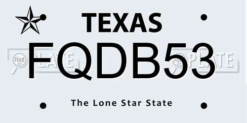 FQDB53 Texas License Plate