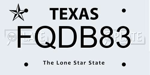 FQDB83 Texas License Plate