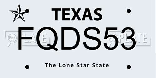 FQDS53 Texas License Plate